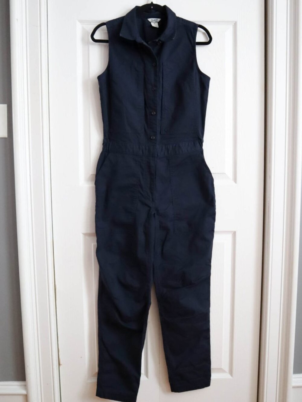 Duluth Trading Co Sleeveless Coveralls Jumpsuit Heavy Cotton Navy Blue Sz XS